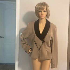 RARE ! Vintage  80’s Cach’e Blazer Size 12 Made in USA 🇺🇸 crush velvet collar